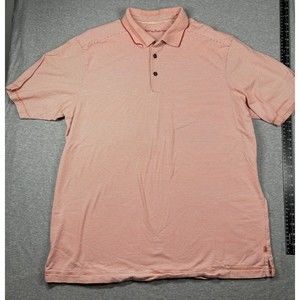 Men’s Tommy Bahama Cotton Polo‎ Shirt Orange Striped Size Large